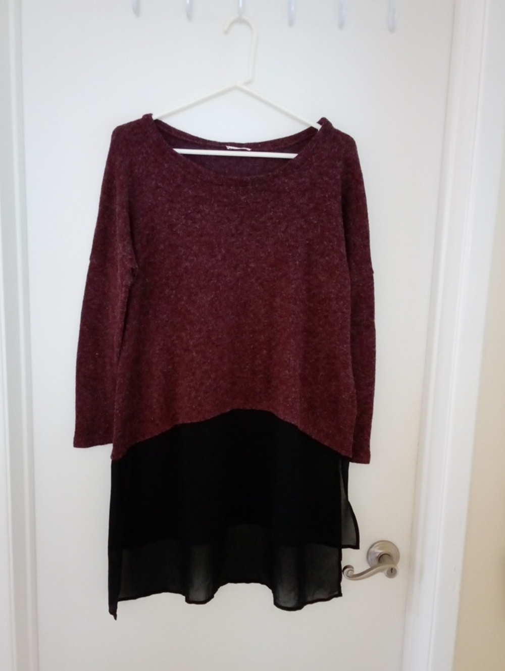 Time & Chill Burgundy Heather Knit Pullover